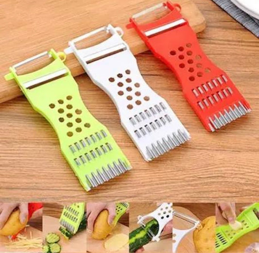 MULTIFUNZIONE 5 in 1 Verdura Frutta Pelapatate Grattugia Affettatrice a Mano Doppia Testa