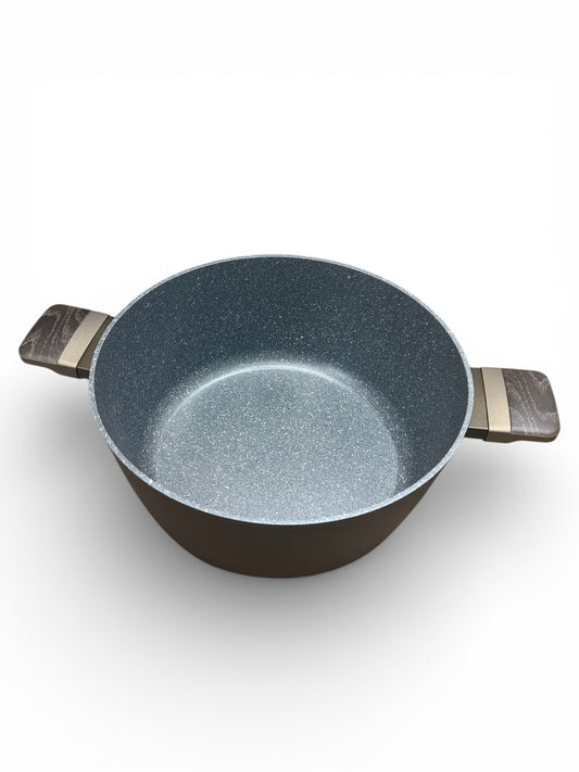 Casseruola Antiaderente 28 cm con Manici Soft Touch Fondo Full Induction Coperchio in Vetro e silicone antirottura